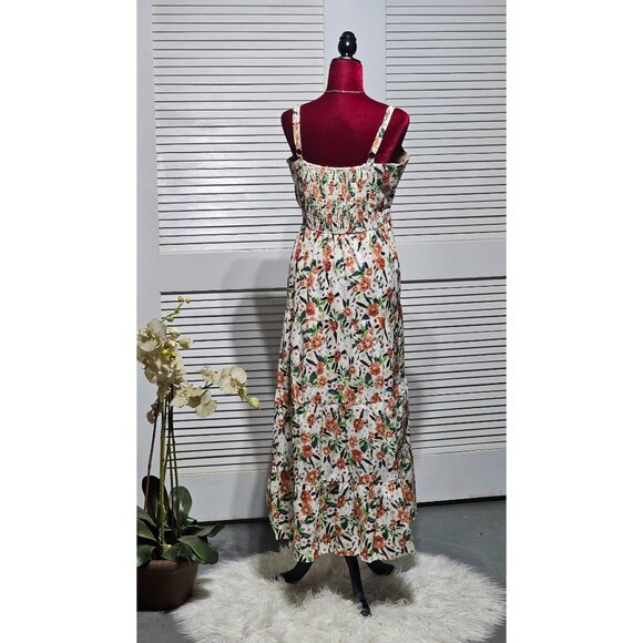 Arula Wo's Floral Rayon Cotton Blend Spaghetti Straps Maxi Dress Sz L (X) 2873 - Picture 5 of 9